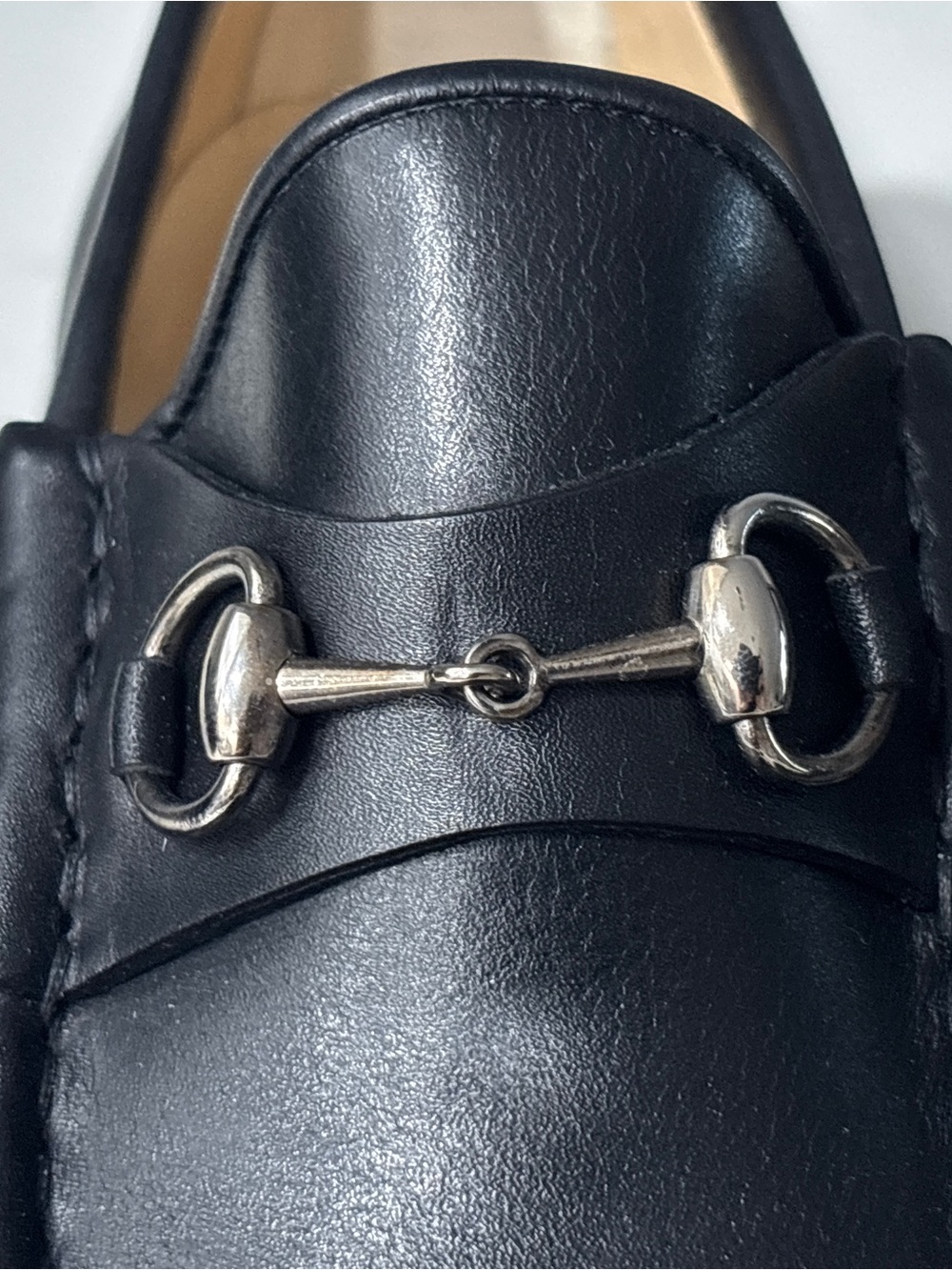 GUCCI 1953 Horsebit Loafer Black Leather Silver Tone Hardware Womens 37 C 7 - Picture 9 of 16
